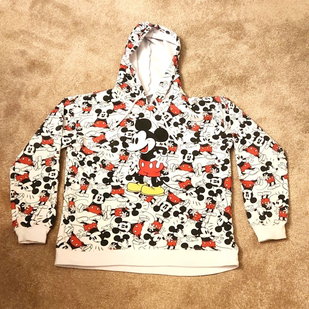 Disney Mickey Mouse White Pullover Hoodie Women's Size M